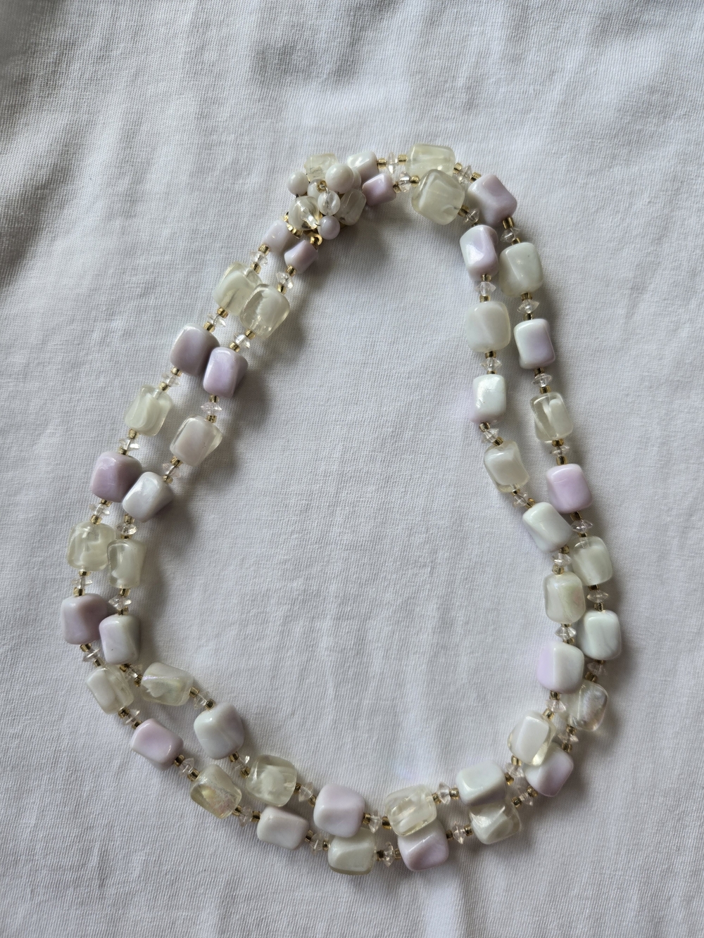 Vintage Hong Kong Pink & Cream Lucite Beaded Women's Necklace